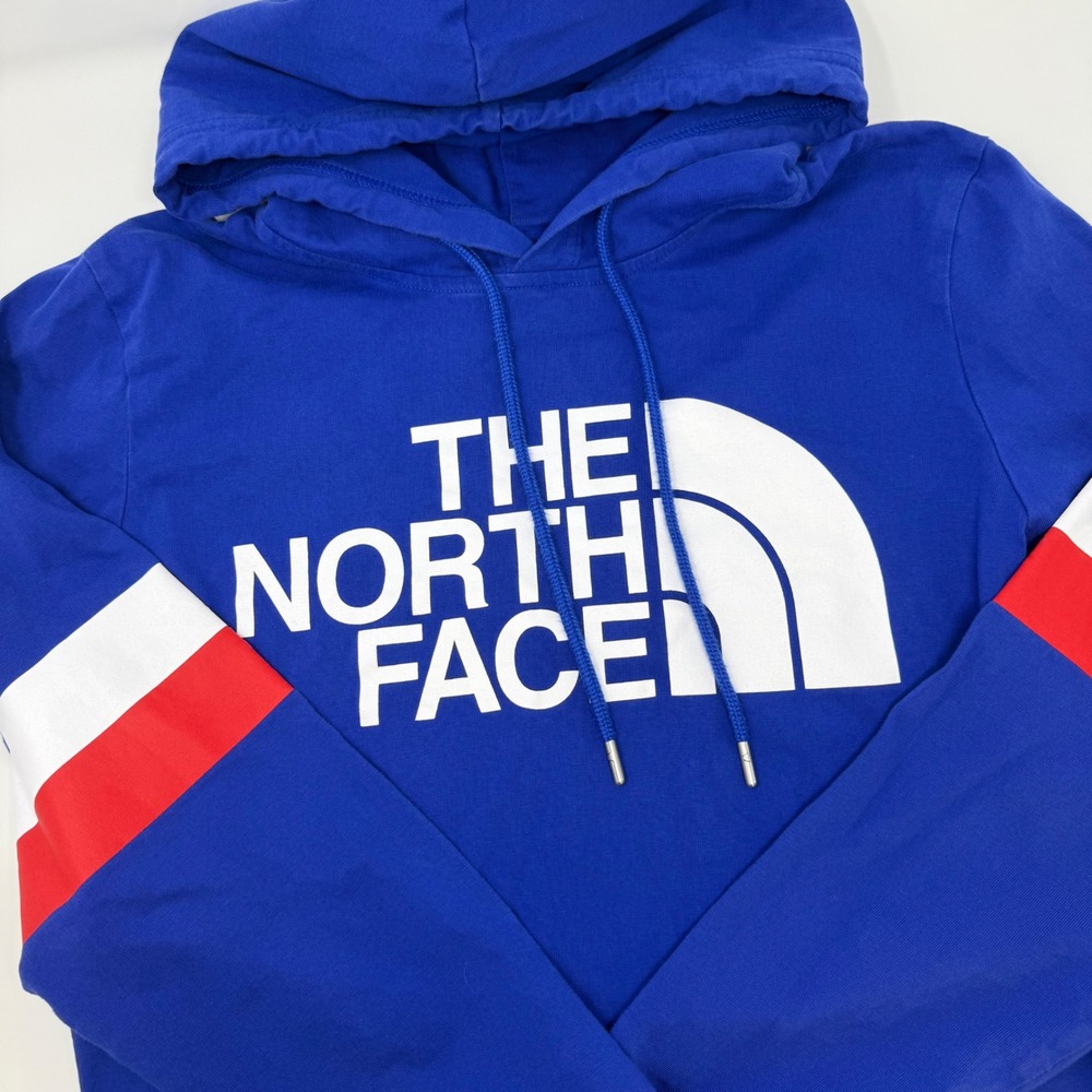 The North Face Womens Medium Blue Colorblock Sleeve Logo Hoodie